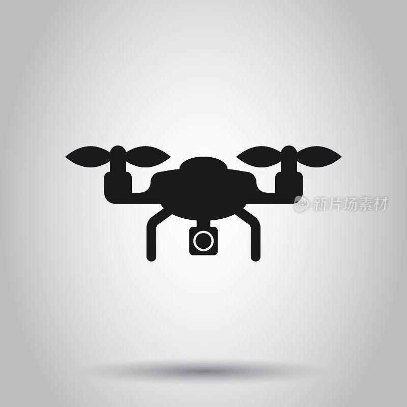 Drone icon in transparent style. Flying camera vector illustration on isolated background. Flight business concept.
